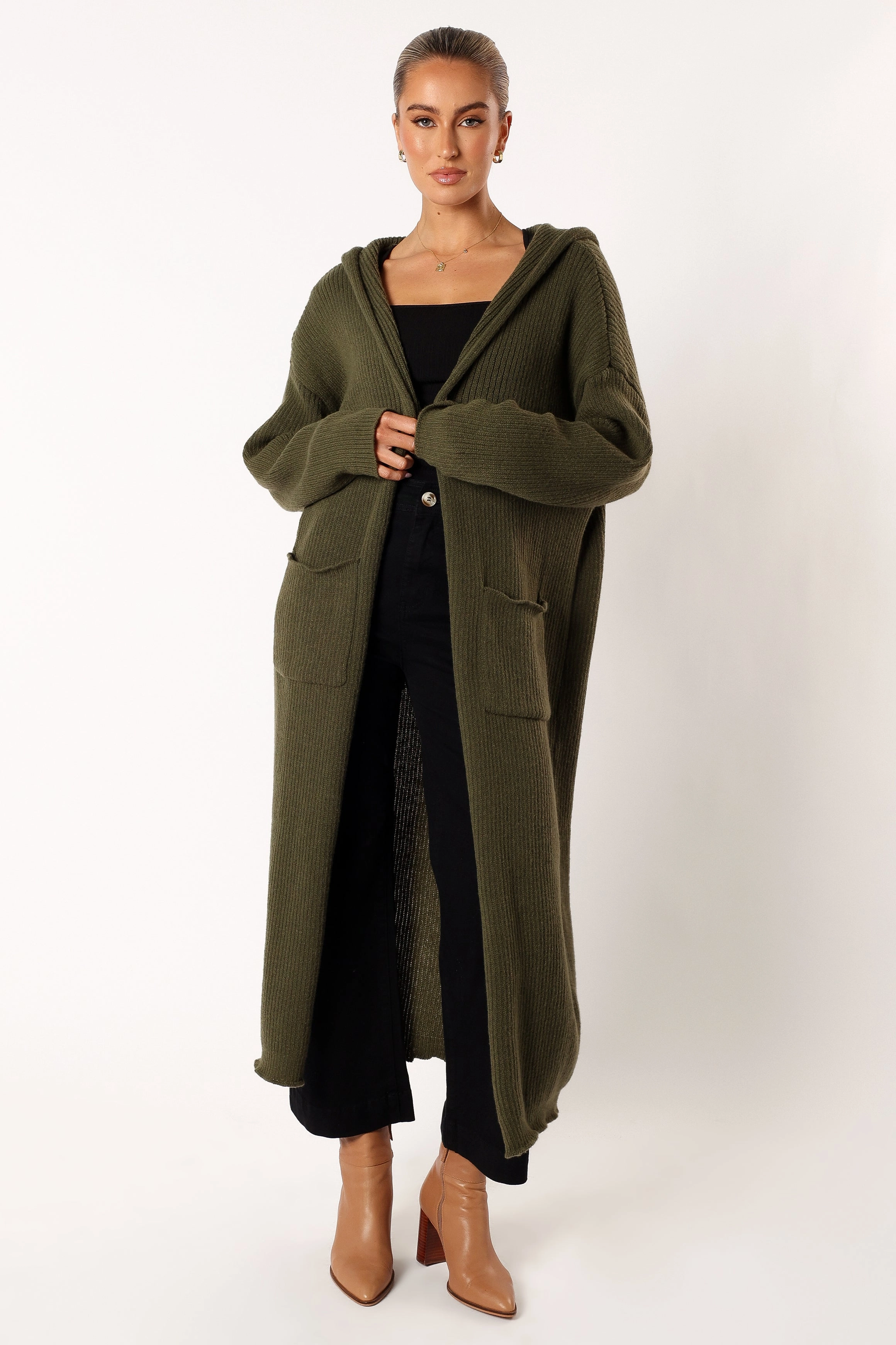 Valery Long Cardigan - Olive