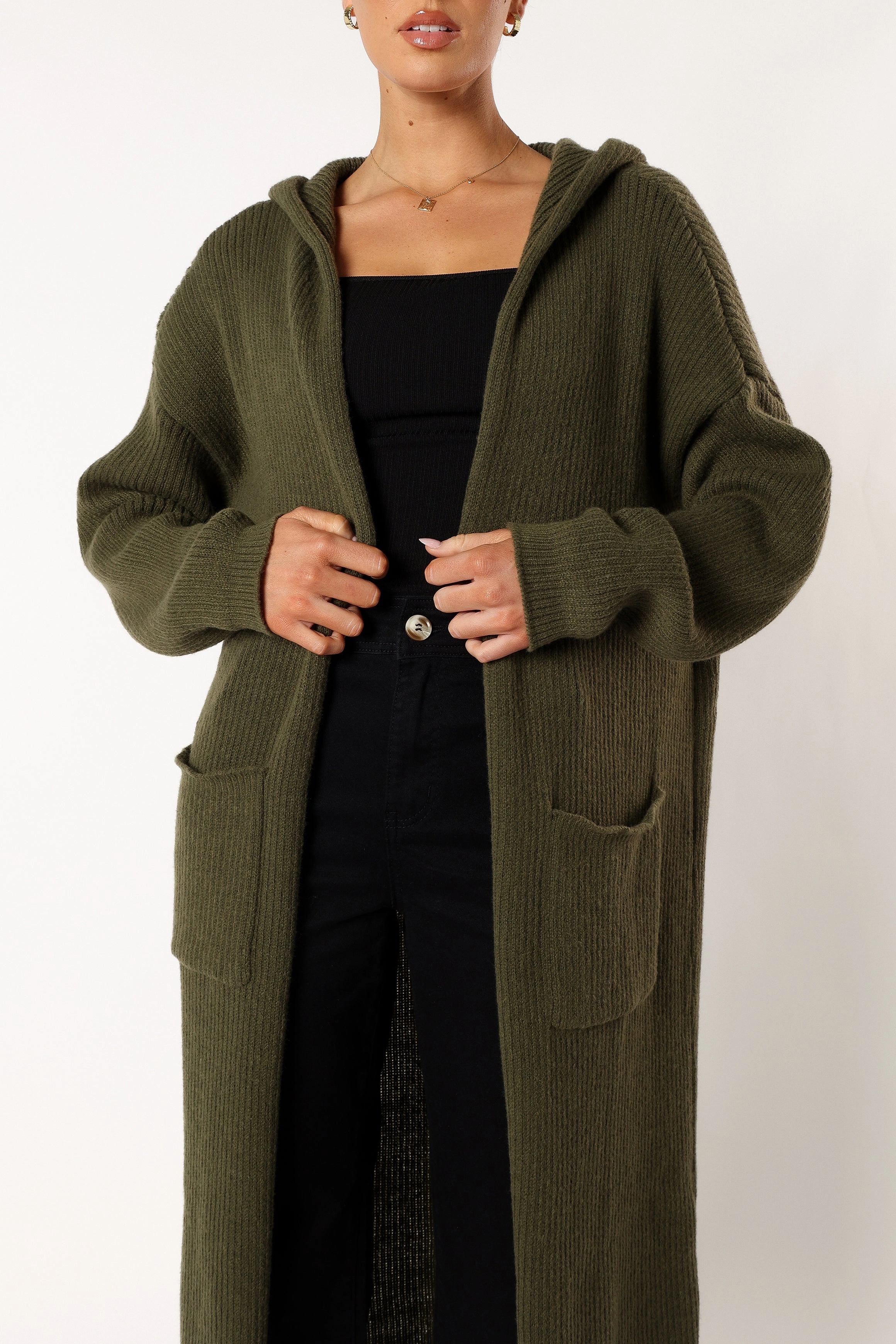 Valery Long Cardigan - Olive