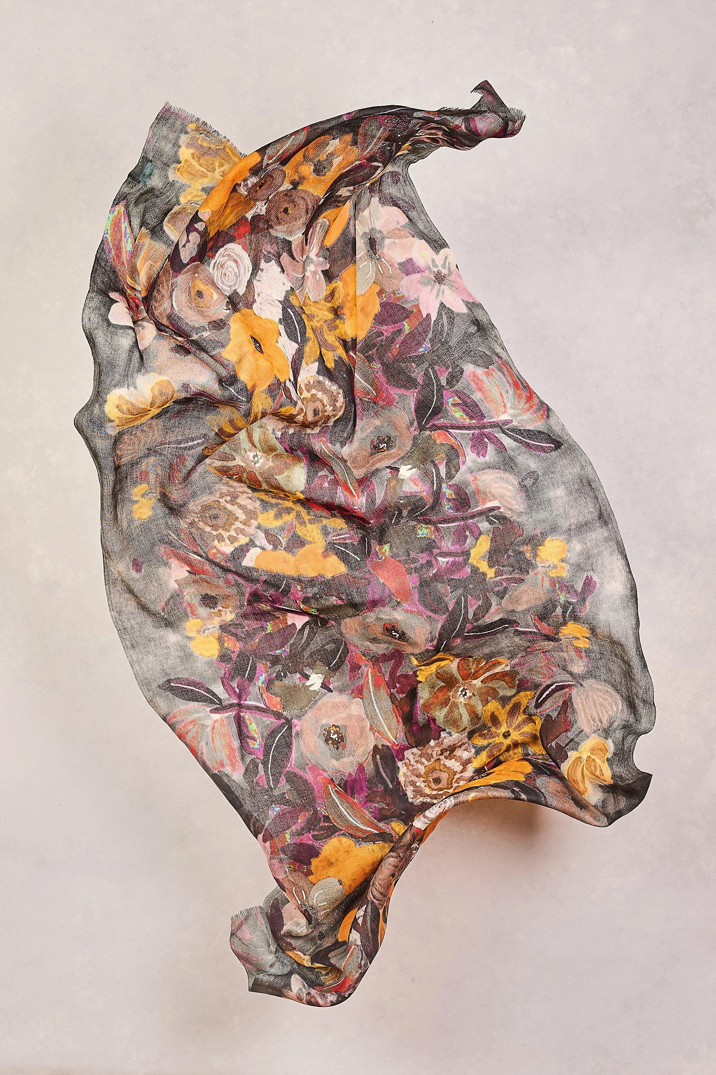 Vibrant Flower Wool Scarf - Multicolour