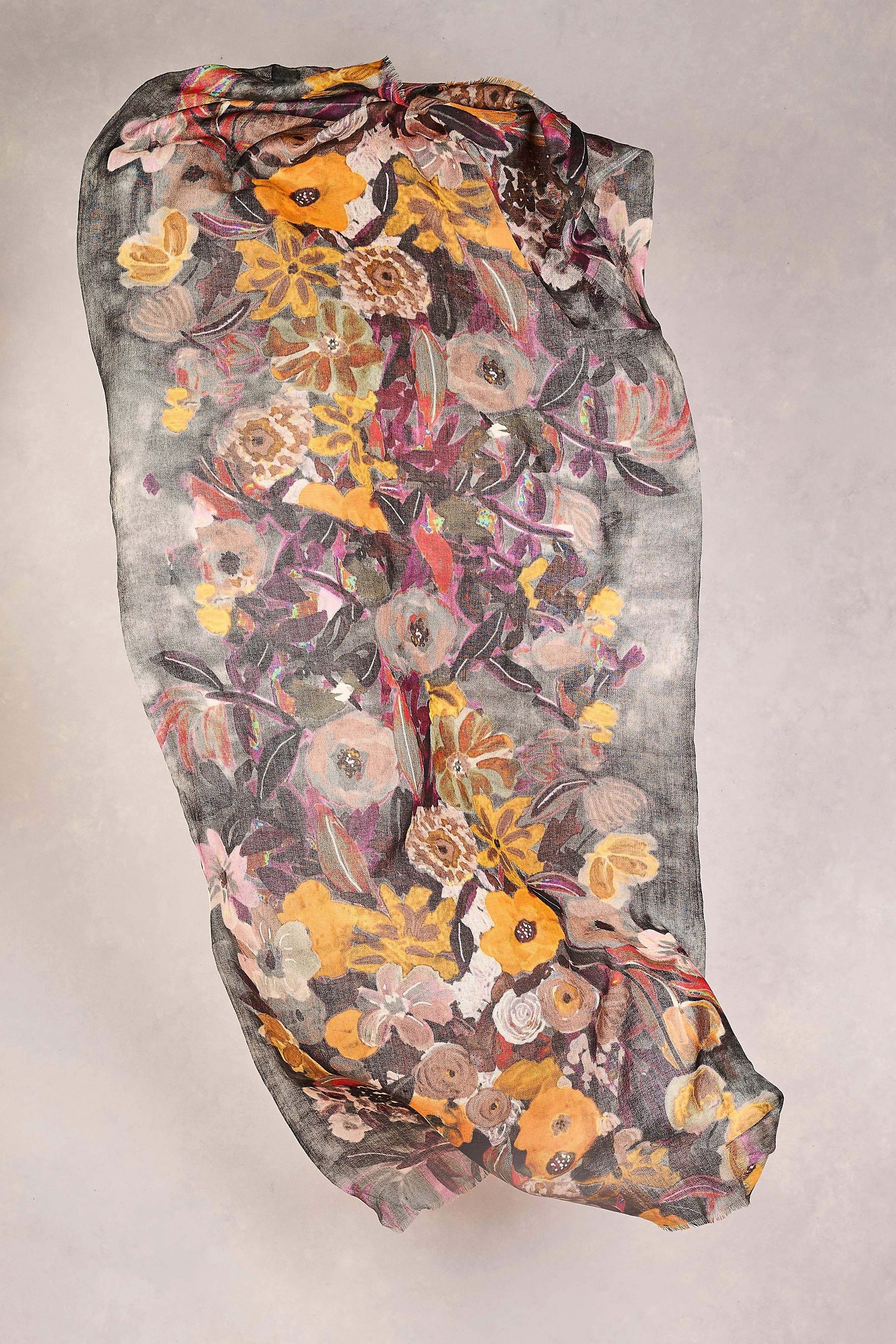 Vibrant Flower Wool Scarf - Multicolour