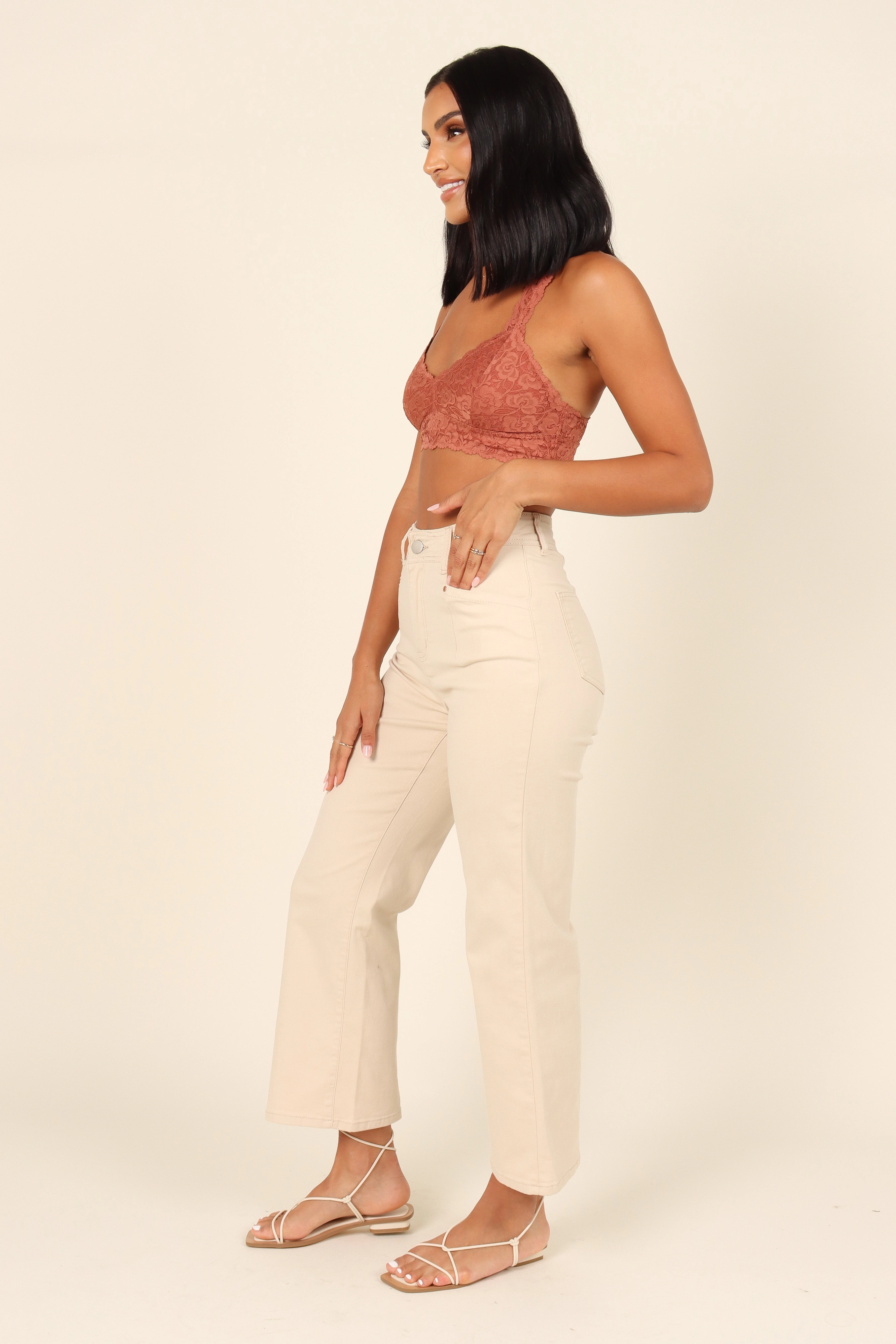 Whitney Lace Racerback Bralette - Rust