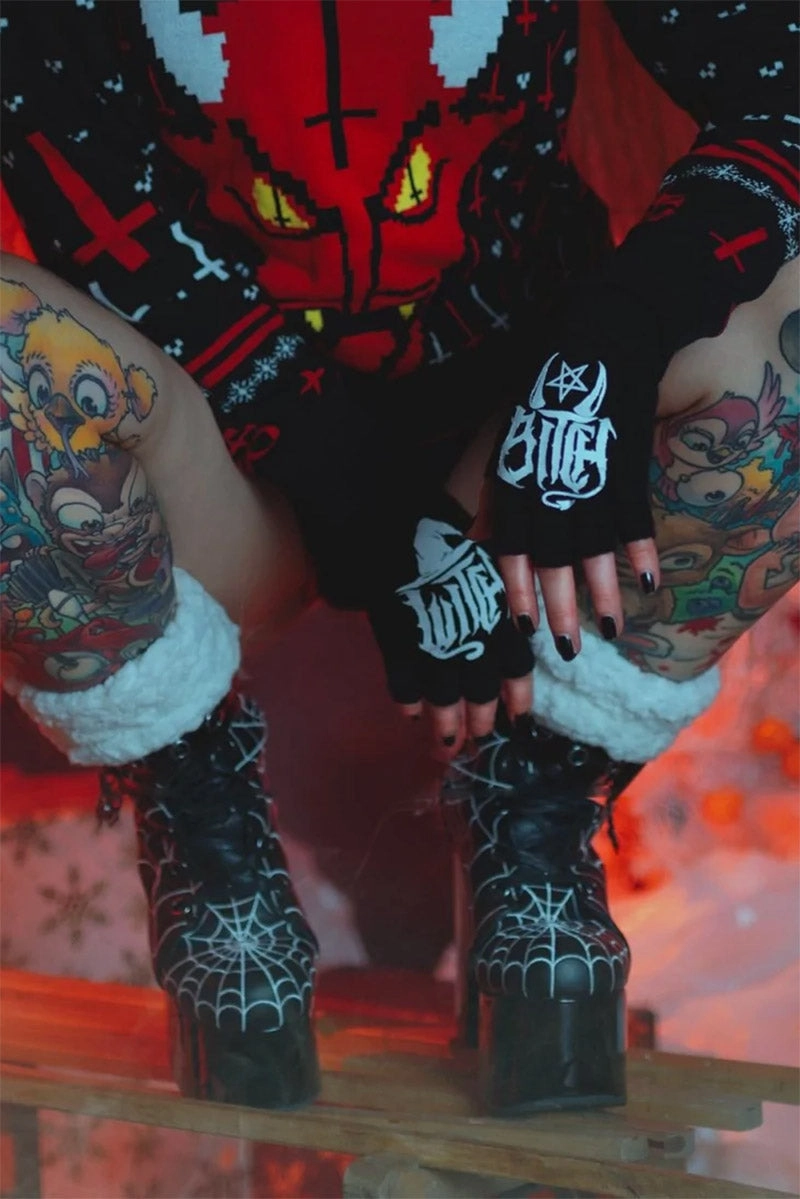 Witch Bitch Fingerless Knit Gloves