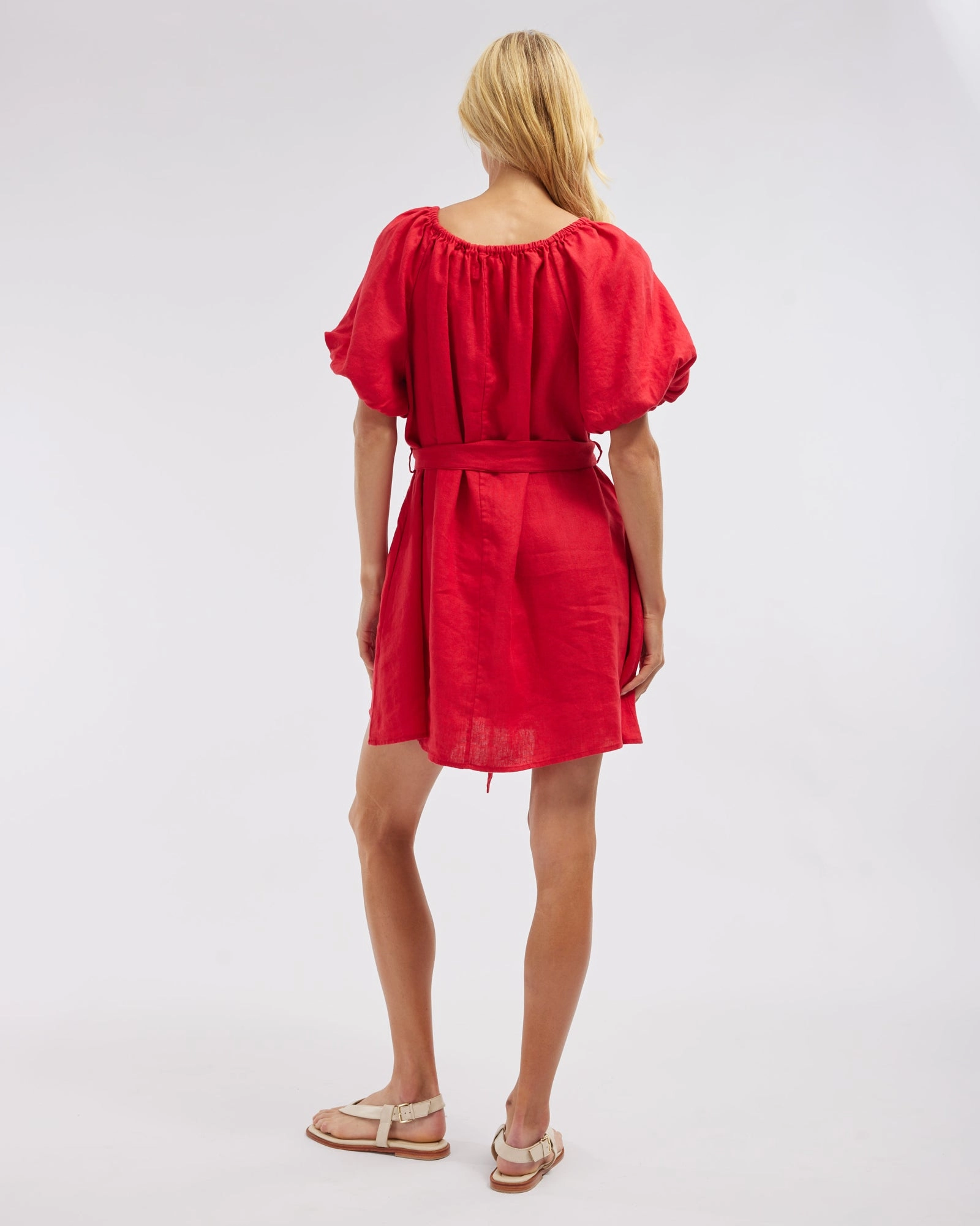 Wren Linen Mini Dress - Red