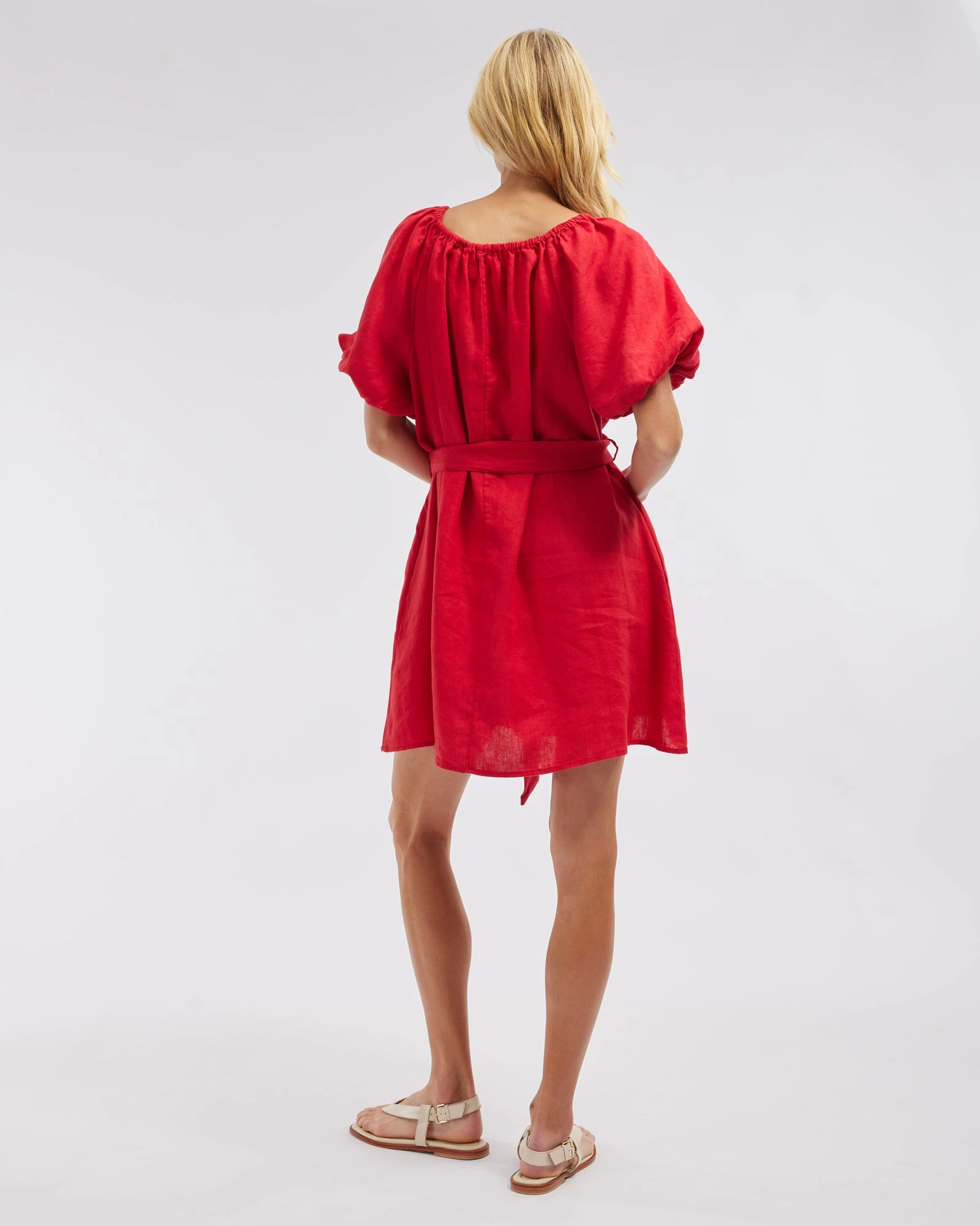 Wren Linen Mini Dress - Red
